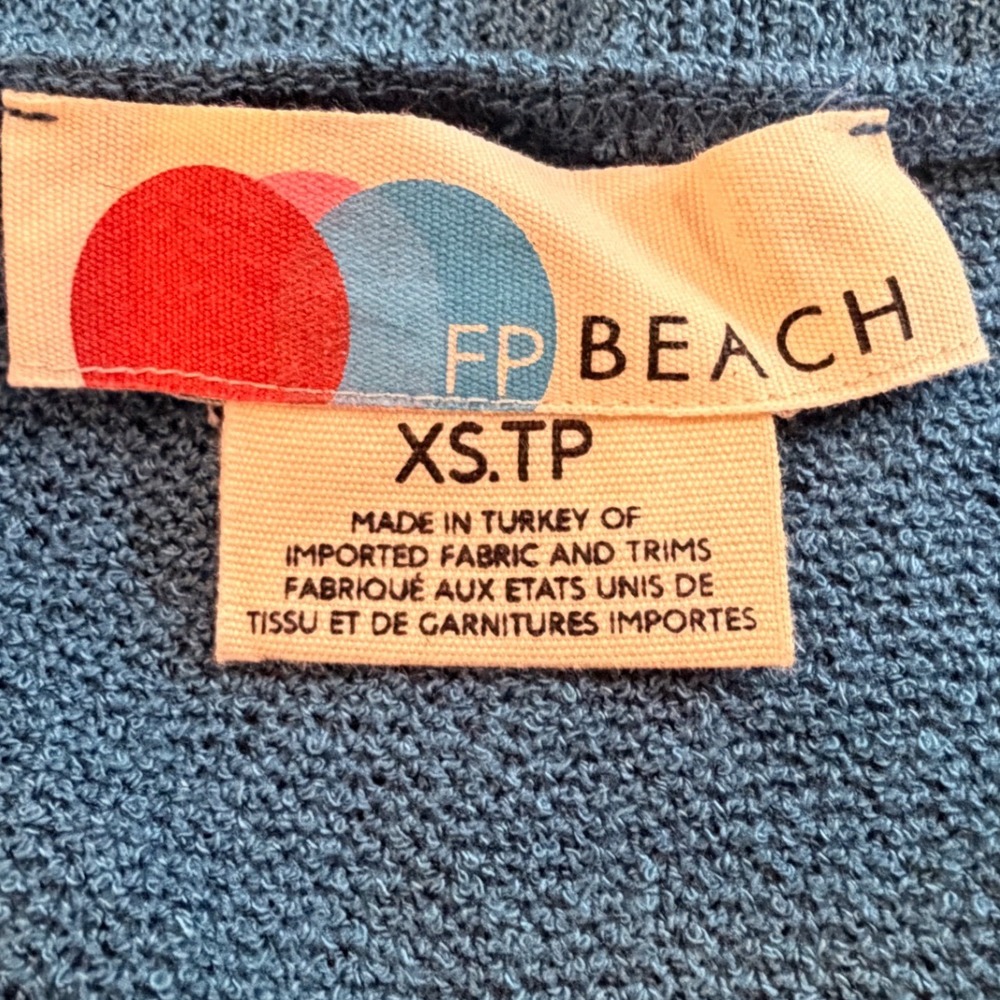 Free People FP Beach Teal Blue Knit V-Neck Puff Sleeve Maxi Dress XS OB1090340 - Picture 7 of 8